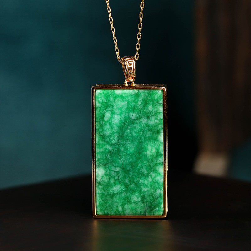 Gold Inlaid Hotan Jade Pendant Wushipai Necklace for Men and Women - Picture 28 of 29
