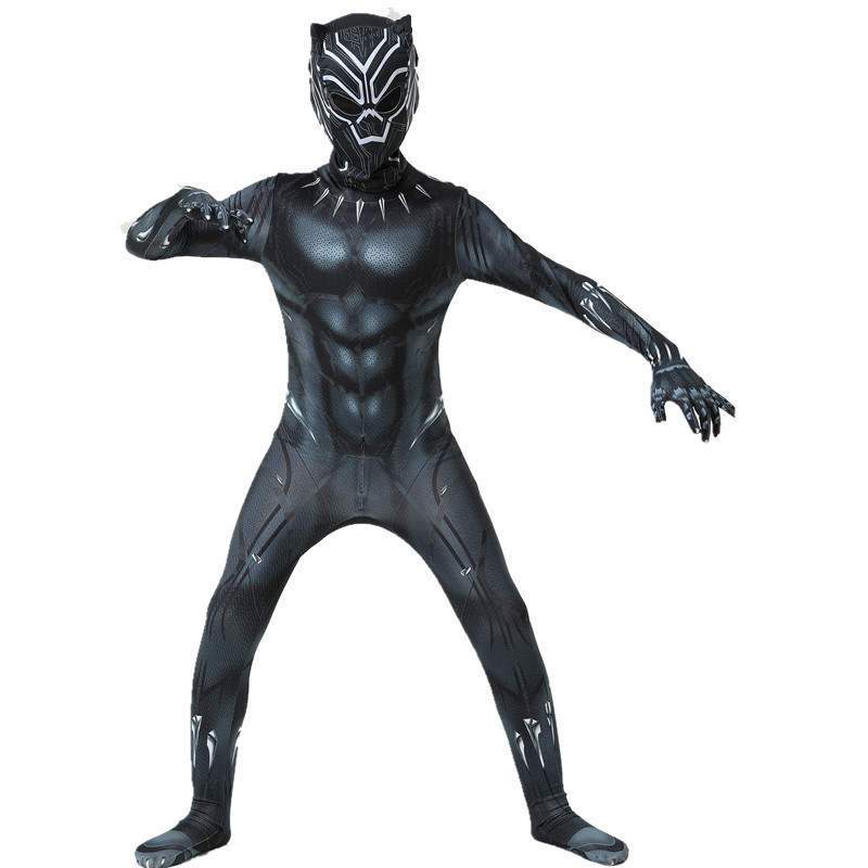 Kids Adult Black Panther Super Hero Cosplay Fancy Dress Party Jumpsuit Costume - Picture 8 of 9