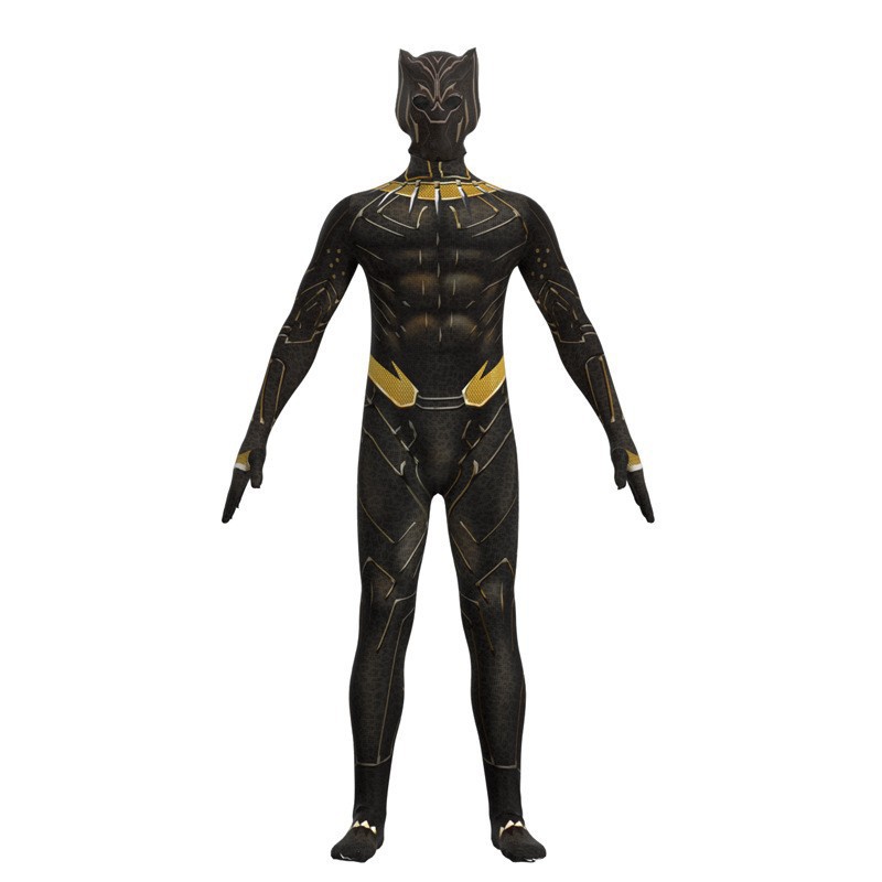 Kids Adult Black Panther Super Hero Cosplay Fancy Dress Party Jumpsuit Costume - Picture 9 of 9