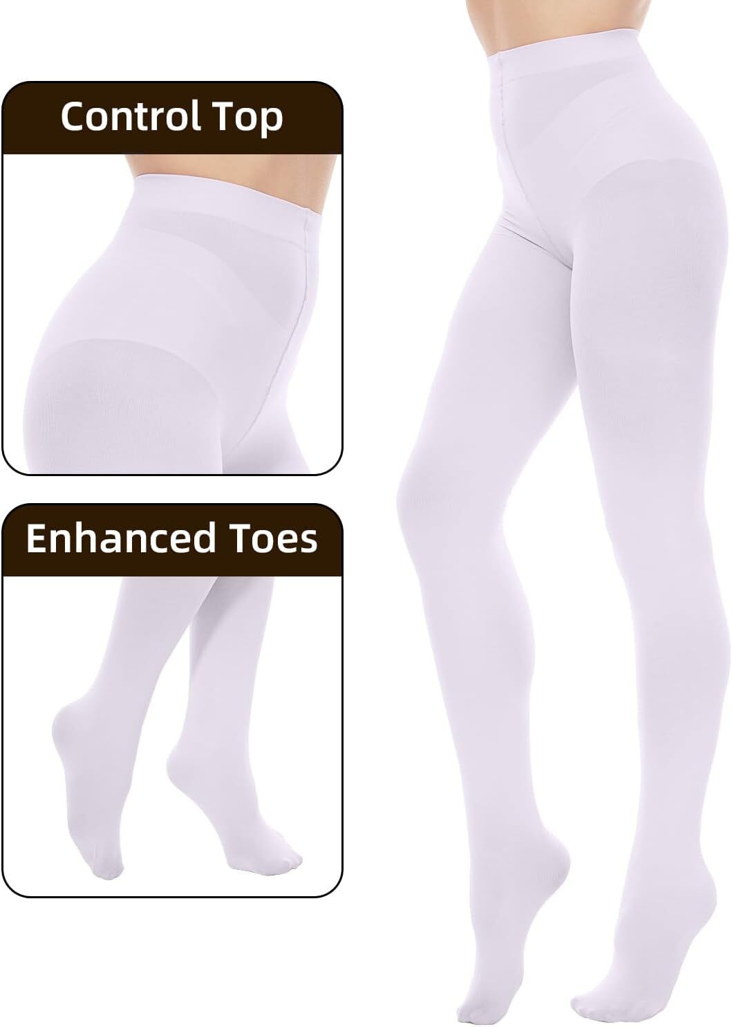 Opaque Tights for Women – 80D Tummy Compression Control Top Pantyhose - Picture 31 of 64