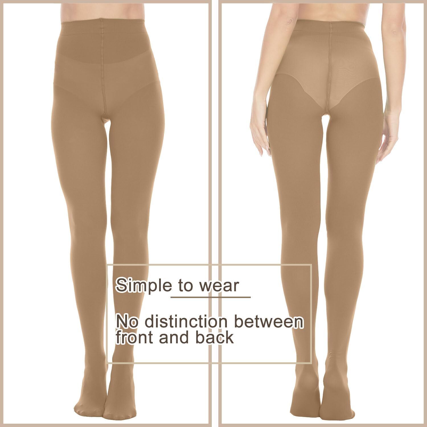 Opaque Tights for Women – 80D Tummy Compression Control Top Pantyhose - Picture 41 of 64