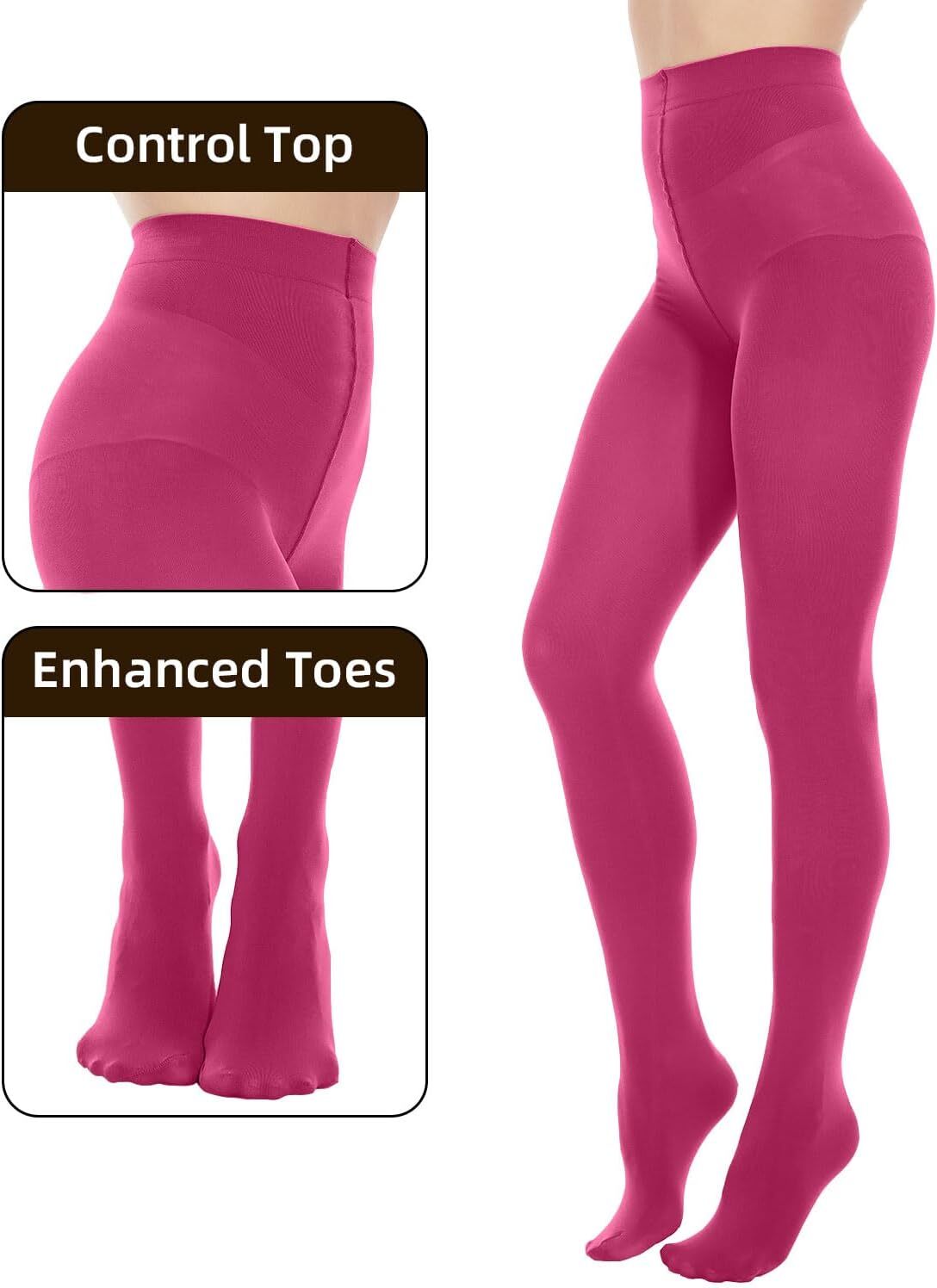 Opaque Tights for Women – 80D Tummy Compression Control Top Pantyhose - Picture 62 of 64