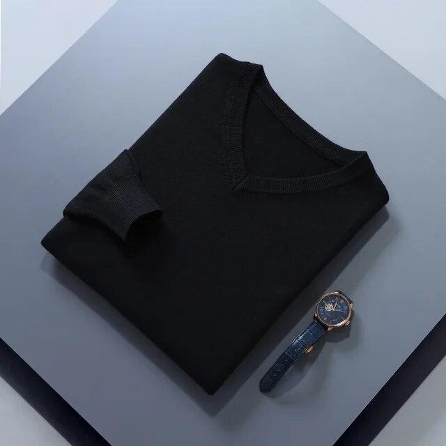 Mens V Neck Cashmere Sweater Warm Top Winter Outwear Casual Comfort Loose Jumper - Picture 26 of 41