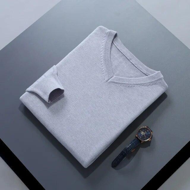 Mens V Neck Cashmere Sweater Warm Top Winter Outwear Casual Comfort Loose Jumper - Picture 34 of 41