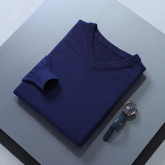 Mens V Neck Cashmere Sweater Warm Top Winter Outwear Casual Comfort Loose Jumper - Picture 35 of 41