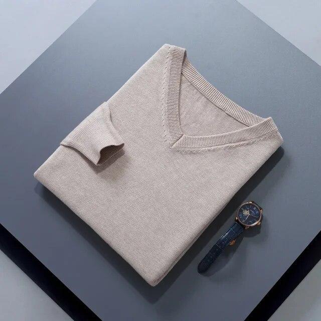 Mens V Neck Cashmere Sweater Warm Top Winter Outwear Casual Comfort Loose Jumper - Picture 36 of 41