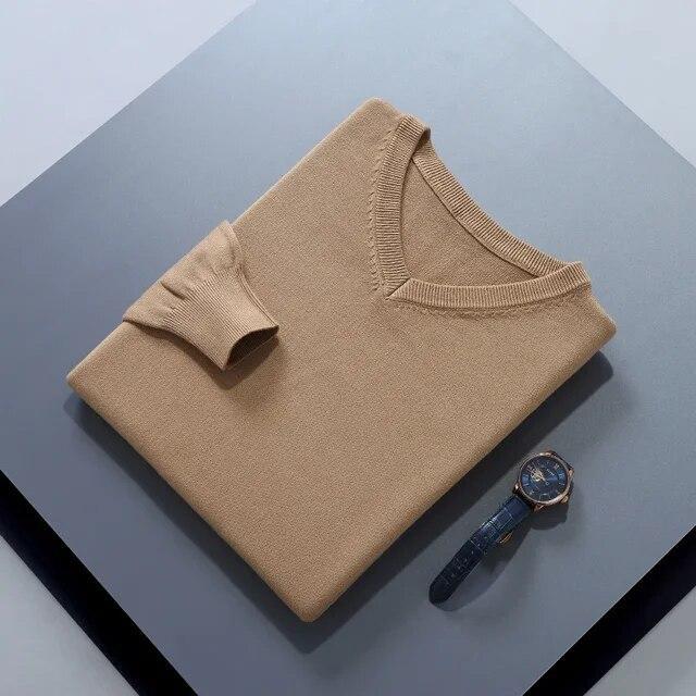 Mens V Neck Cashmere Sweater Warm Top Winter Outwear Casual Comfort Loose Jumper - Picture 28 of 41