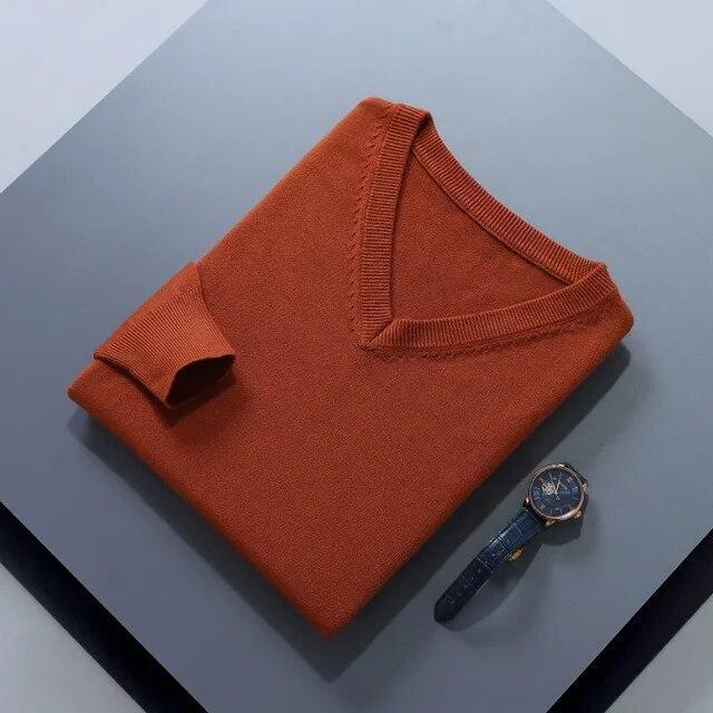 Mens V Neck Cashmere Sweater Warm Top Winter Outwear Casual Comfort Loose Jumper - Picture 30 of 41