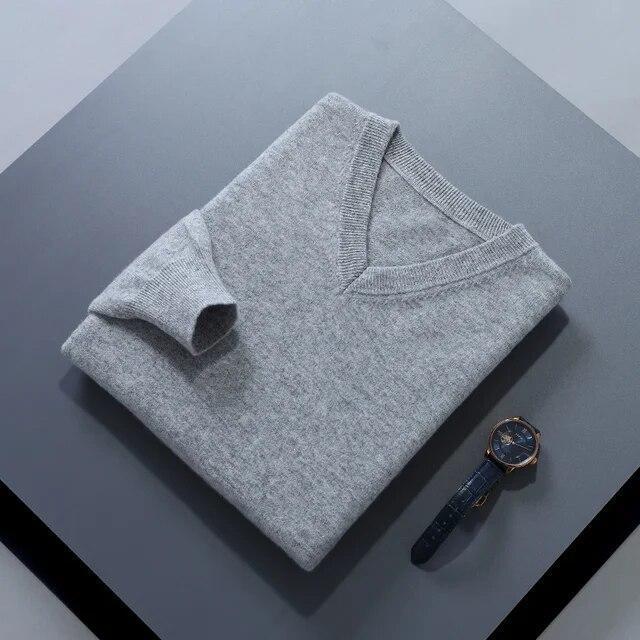 Mens V Neck Cashmere Sweater Warm Top Winter Outwear Casual Comfort Loose Jumper - Picture 31 of 41