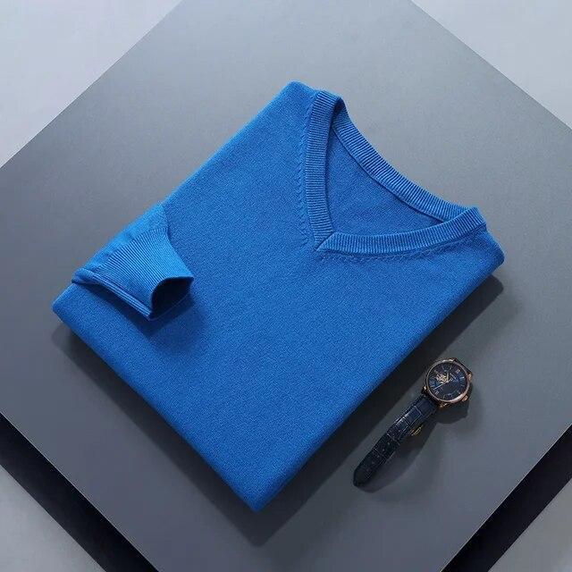 Mens V Neck Cashmere Sweater Warm Top Winter Outwear Casual Comfort Loose Jumper - Picture 32 of 41