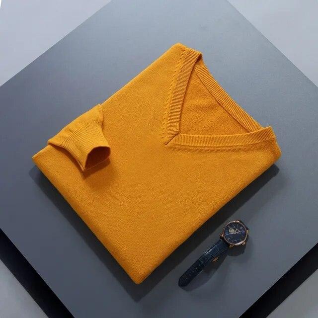 Mens V Neck Cashmere Sweater Warm Top Winter Outwear Casual Comfort Loose Jumper - Picture 39 of 41