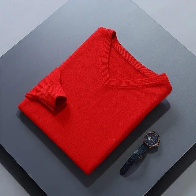 Mens V Neck Cashmere Sweater Warm Top Winter Outwear Casual Comfort Loose Jumper - Picture 40 of 41