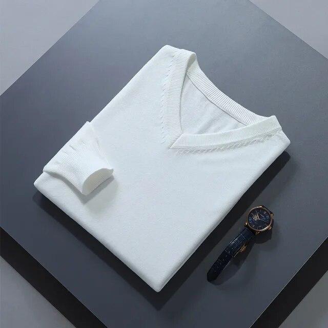 Mens V Neck Cashmere Sweater Warm Top Winter Outwear Casual Comfort Loose Jumper - Picture 41 of 41
