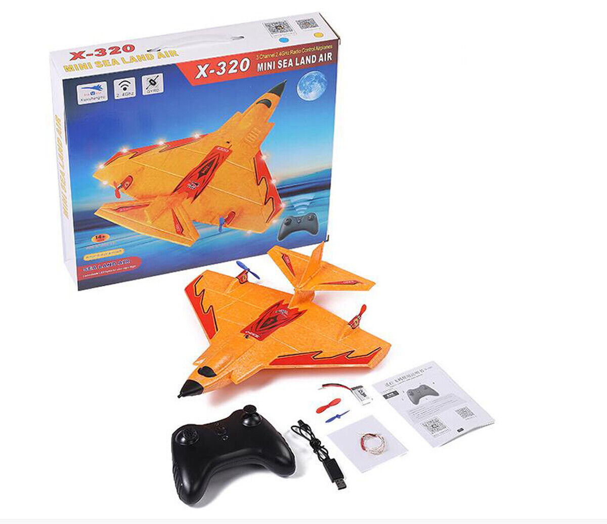 X320 2.4G RC Airplane 2CH Sea Land&Air Glider Fighter Remote FixedWing LED Plane - Picture 23 of 24