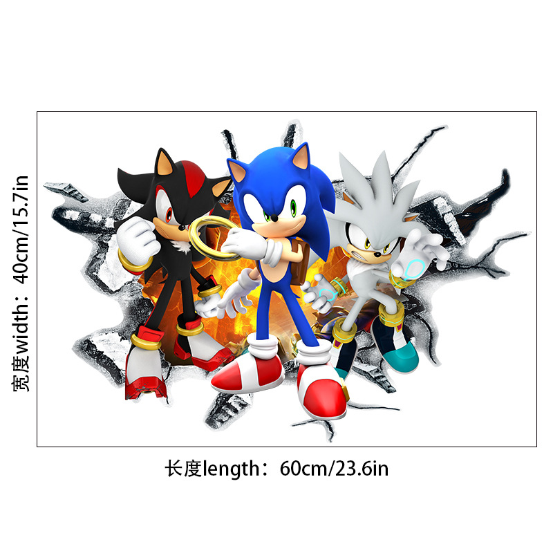 Cartoon Animation 3D Sonic Wall Stickers Children's Bedroom Wall Art Graffiti