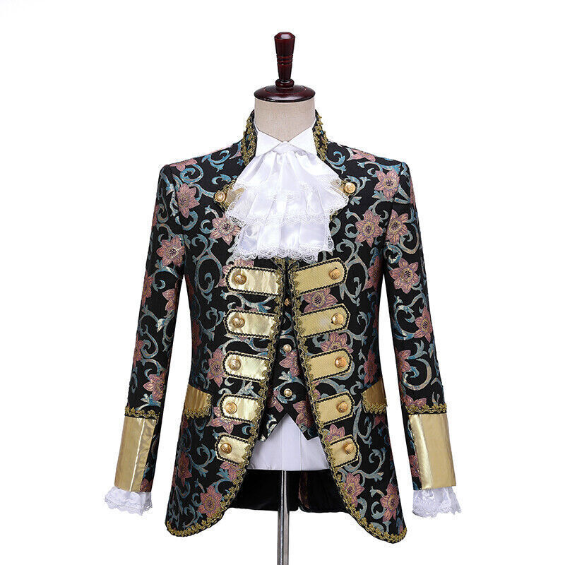 Renacimiento Medieval Para Hombres Vestidos de Corte Europea Lentejuelas Chaqueta Rey Trajes Reales - Imagen 9 de 19