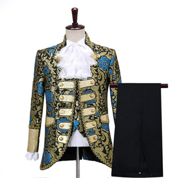 Renacimiento Medieval Para Hombres Vestidos de Corte Europea Lentejuelas Chaqueta Rey Trajes Reales - Imagen 10 de 19