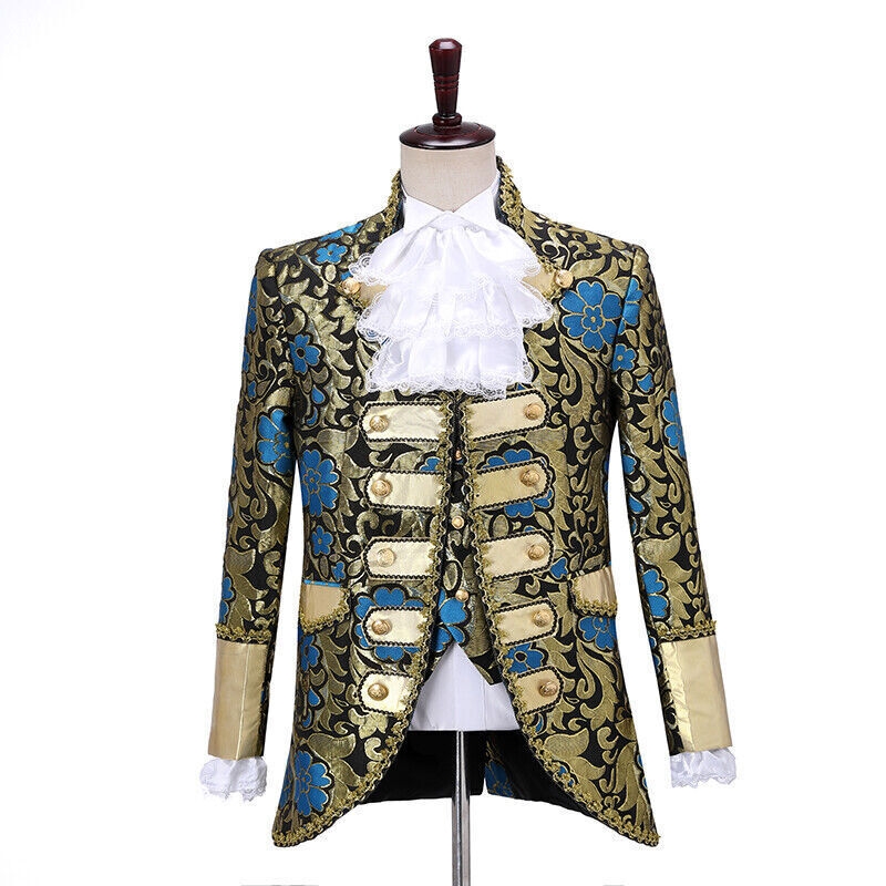 Renacimiento Medieval Para Hombres Vestidos de Corte Europea Lentejuelas Chaqueta Rey Trajes Reales - Imagen 12 de 19