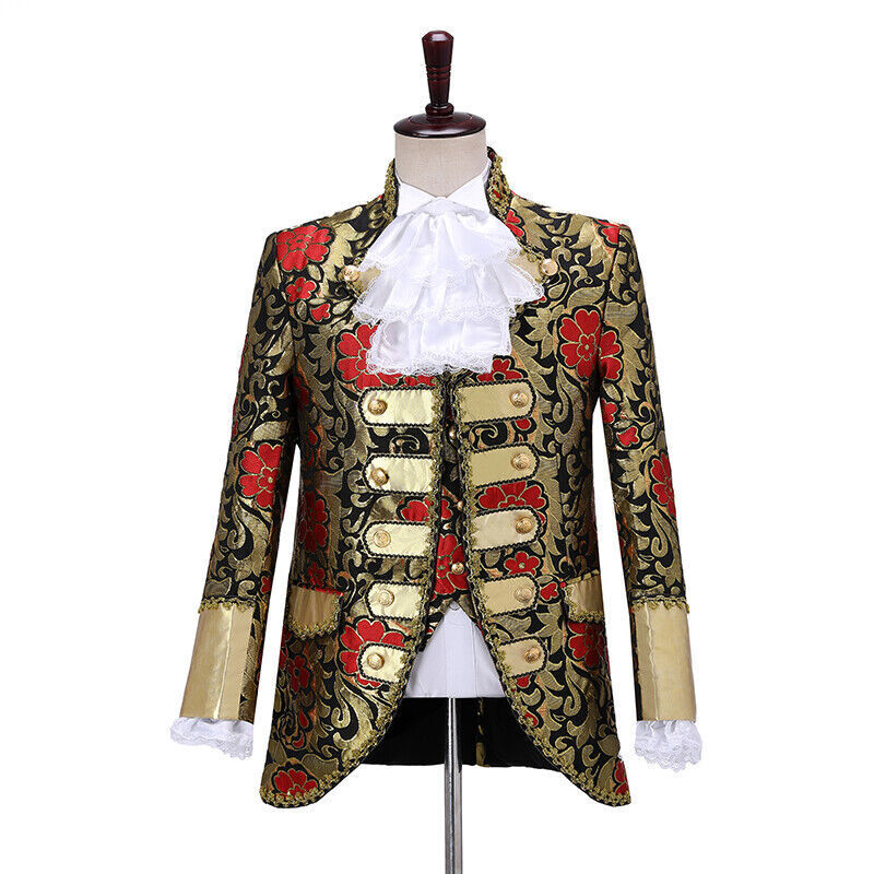 Renacimiento Medieval Para Hombres Vestidos de Corte Europea Lentejuelas Chaqueta Rey Trajes Reales - Imagen 15 de 19