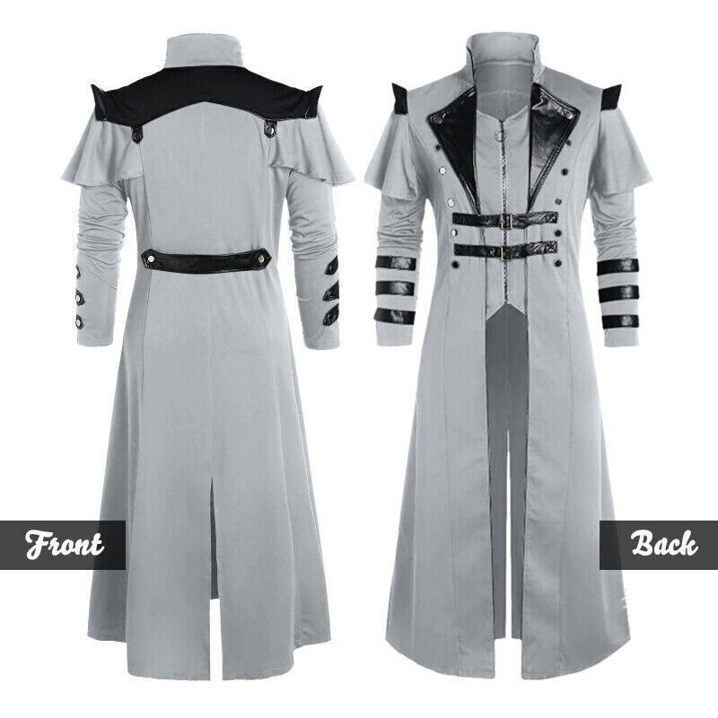 Men's Medieval Victorian Court Banquet Style Frock Coat Cape Cloak Costume - Picture 20 of 23