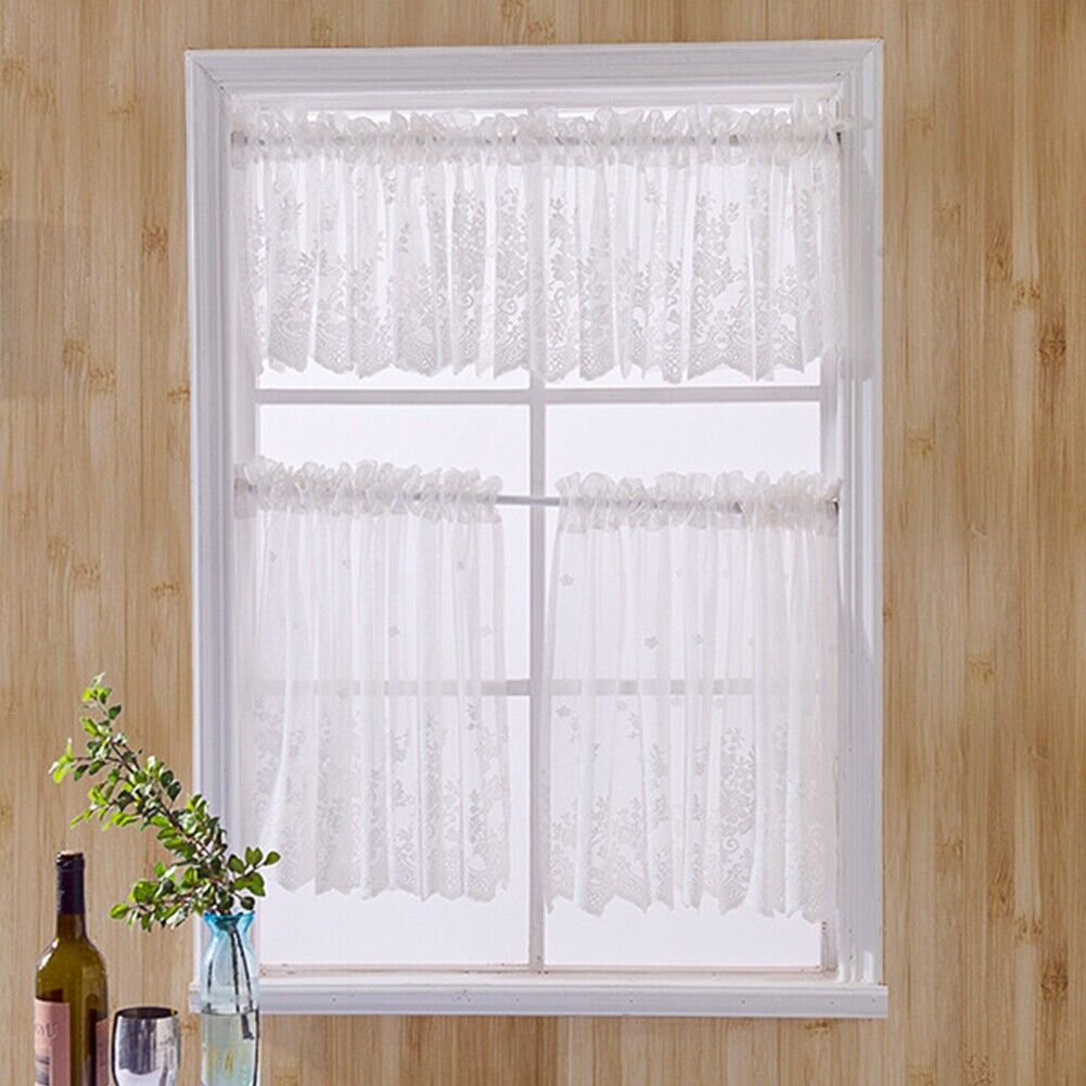 Kitchen Cafe Curtain Lace Net Valance Window Sheer Voile Short Panel Home Decor - Picture 18 of 22
