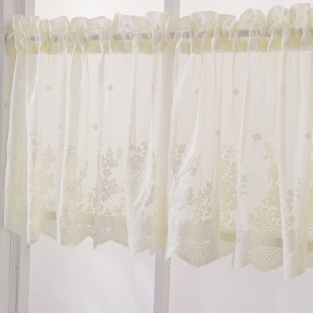 Kitchen Cafe Curtain Lace Net Valance Window Sheer Voile Short Panel Home Decor - Picture 19 of 22