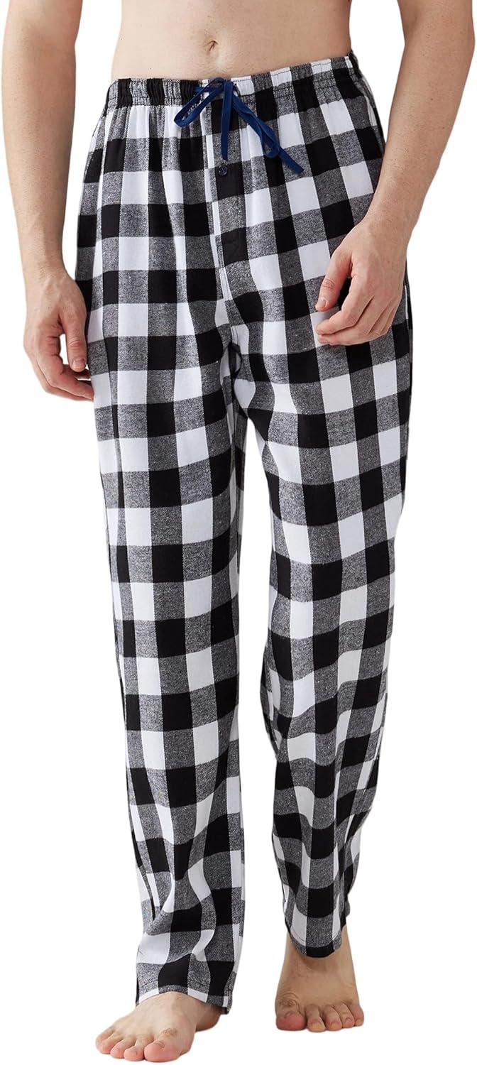 Pigiama uomo flanella cotone a quadri pantalone con tasche e bottoni fly pigiama - Foto 29 di 34