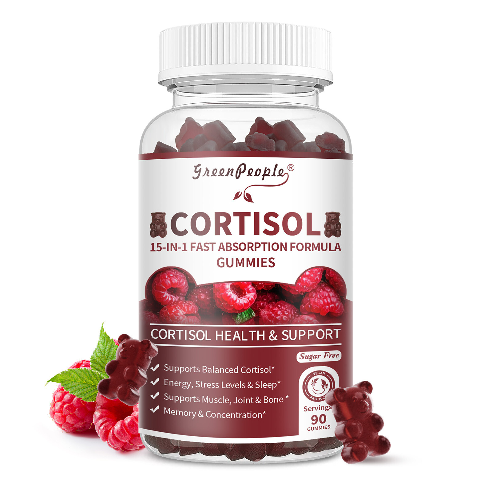 Cortisol 15-IN-1 Supplement Gumeis with Magnesium Ashwagandha L-Theanine