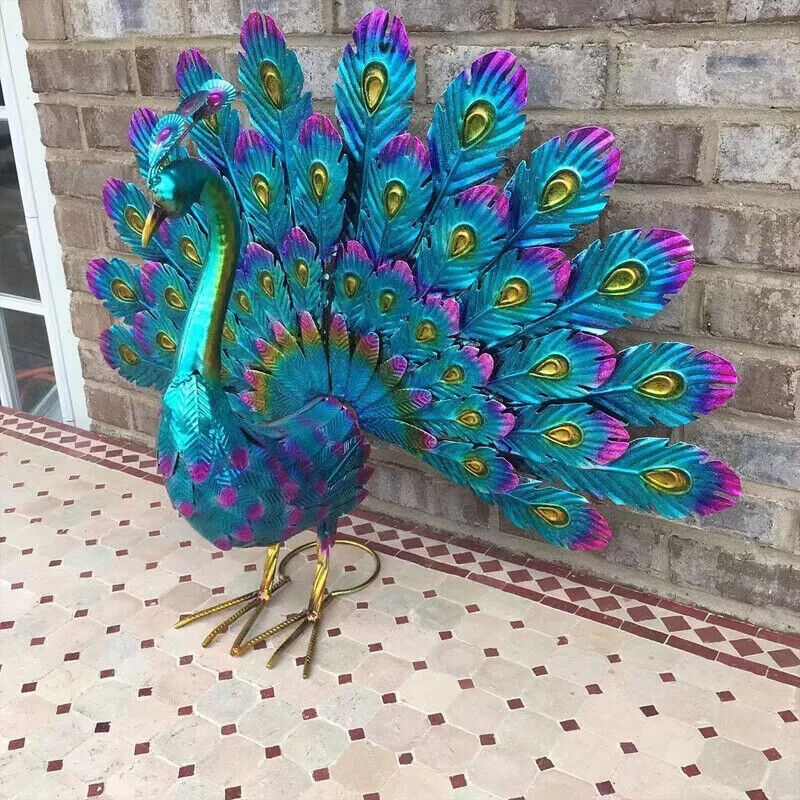Peacock Statue Garden Decor Metal Peacock Yard Art Lawn Decor Outdoor