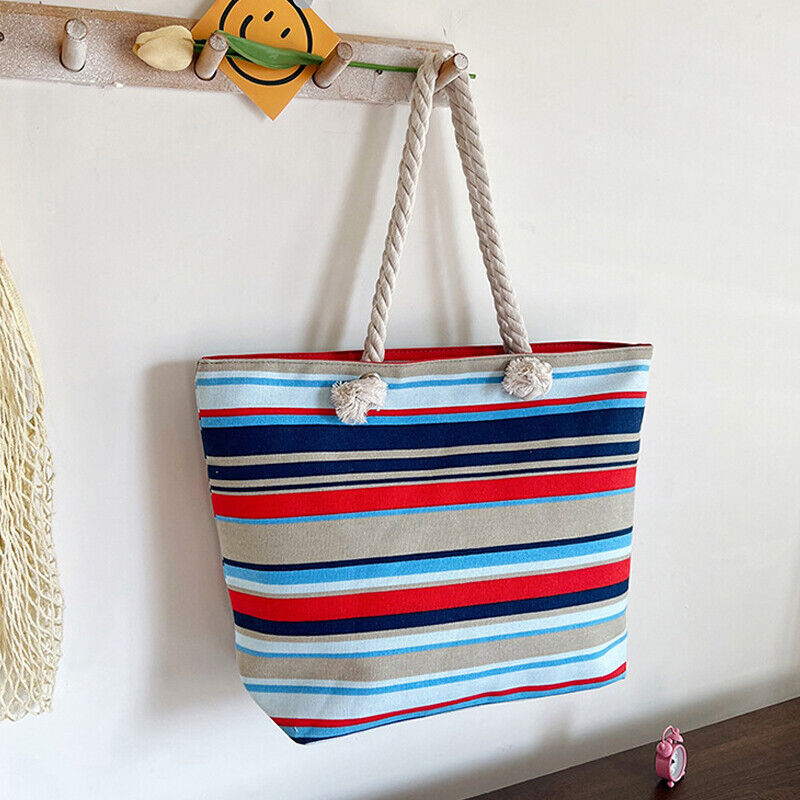 Beach Bag Extra Large Summer Beach Tote Bag with Zip and Rope Handle New 2025 UK