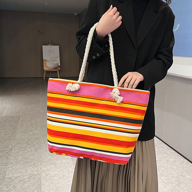 Beach Bag Extra Large Summer Beach Tote Bag with Zip and Rope Handle New 2025 UK