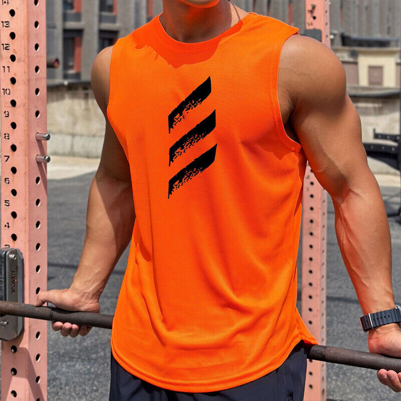 Mens Running Gym Sleeveless Vest Tank Top Quick Drying Sports Muscle T-Shirt Top