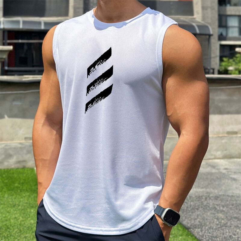 Mens Running Gym Sleeveless Vest Tank Top Quick Drying Sports Muscle T-Shirt Top