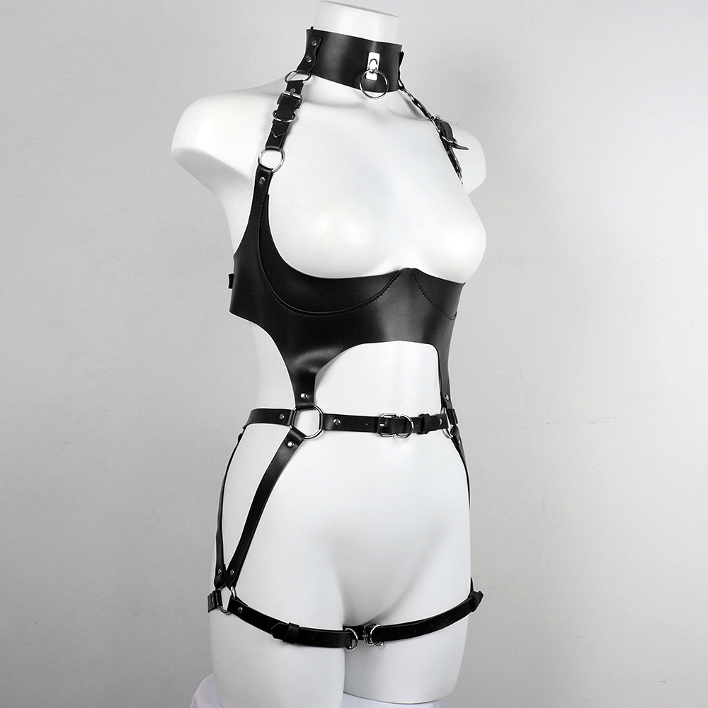Arnés de cuerpo completo de cuero PU correa con tirantes cinturón de bondage BDSM body lencería - Imagen 9 de 12