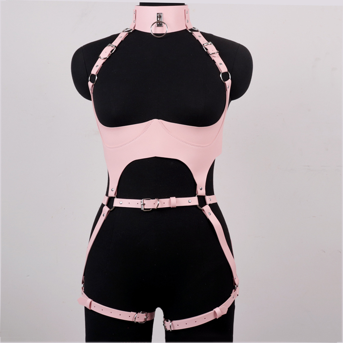 Arnés de cuerpo completo de cuero PU correa con tirantes cinturón de bondage BDSM body lencería - Imagen 11 de 12