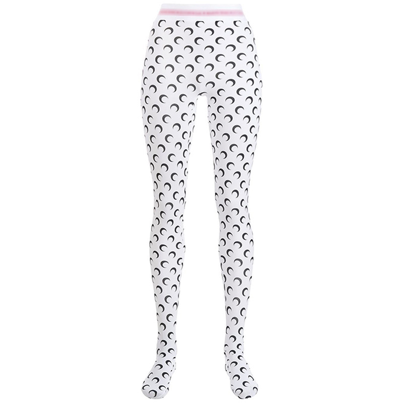 Marine Serre Womens Crescent Moon Print Leggings Tan Jersey Stretch S-2XL - Picture 25 of 43