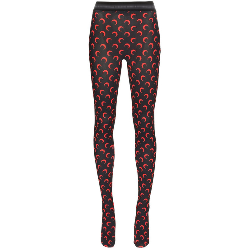 Marine Serre Womens Crescent Moon Print Leggings Tan Jersey Stretch S-2XL - Picture 26 of 43