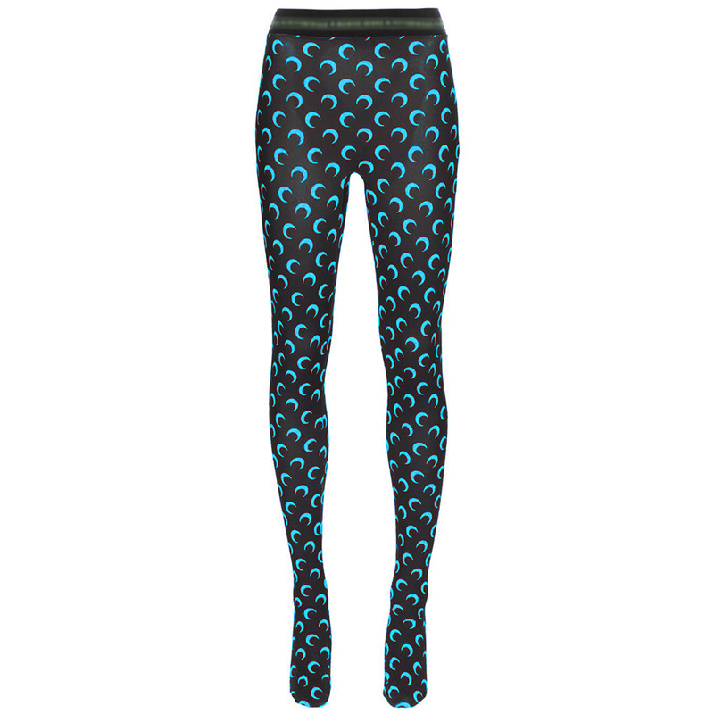 Marine Serre Womens Crescent Moon Print Leggings Tan Jersey Stretch S-2XL - Picture 29 of 43