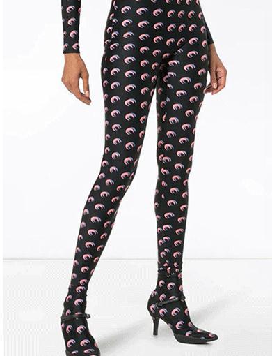 Marine Serre Womens Crescent Moon Print Leggings Tan Jersey Stretch S-2XL - Picture 31 of 43