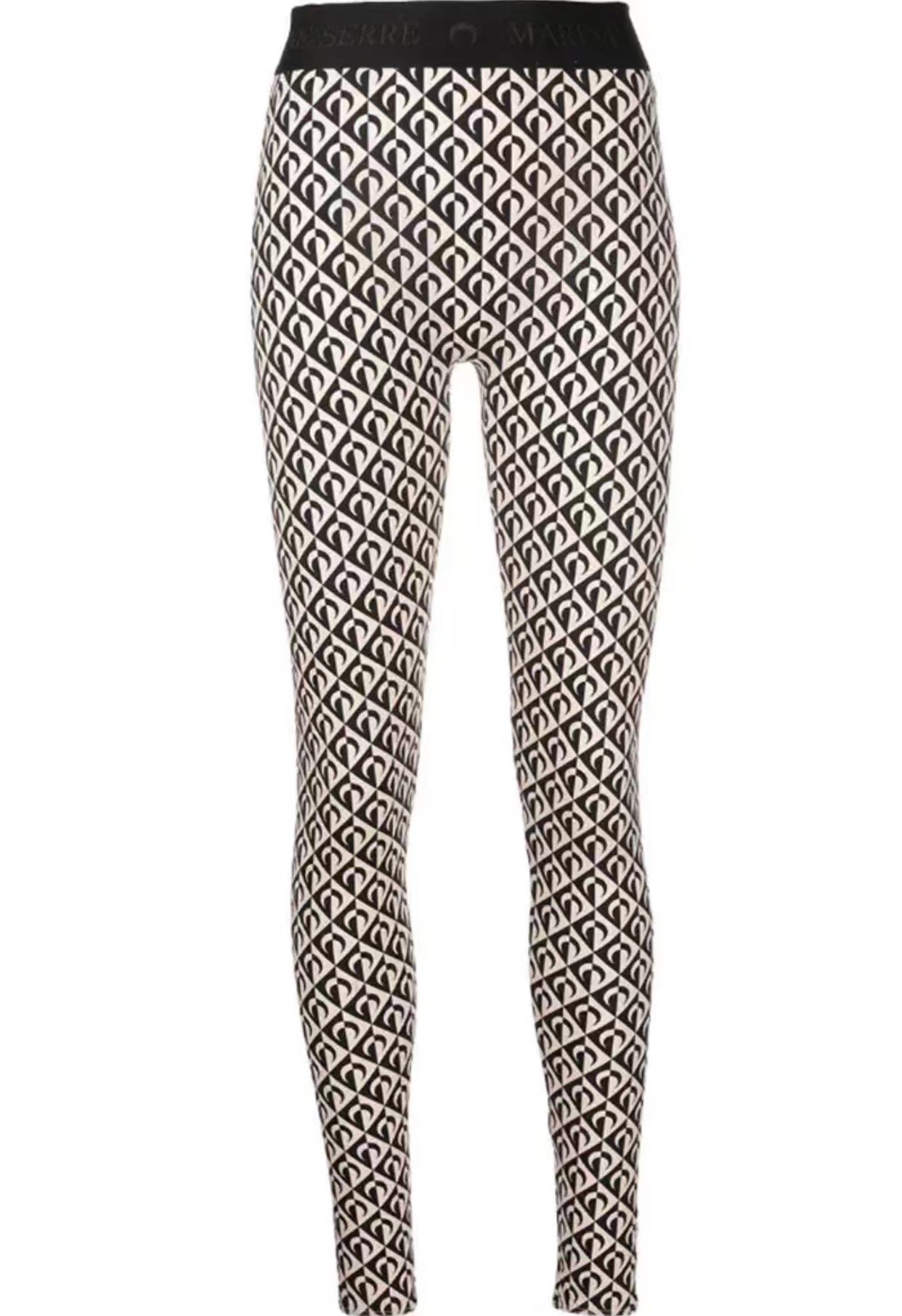 Marine Serre Womens Crescent Moon Print Leggings Tan Jersey Stretch S-2XL - Picture 34 of 43