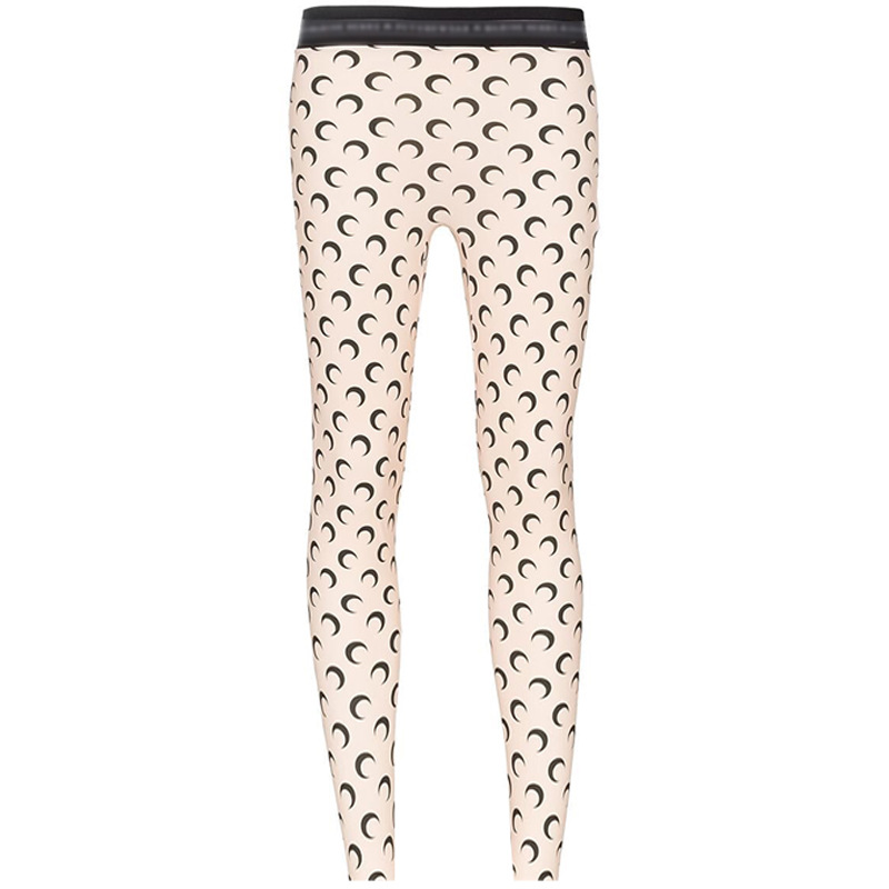 Marine Serre Womens Crescent Moon Print Leggings Tan Jersey Stretch S-2XL - Picture 37 of 43
