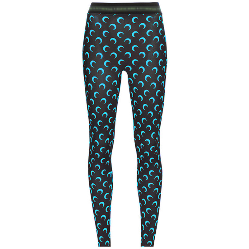 Marine Serre Womens Crescent Moon Print Leggings Tan Jersey Stretch S-2XL - Picture 39 of 43