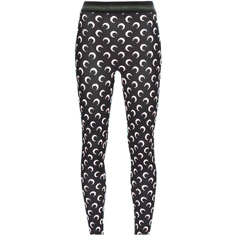 Marine Serre Womens Crescent Moon Print Leggings Tan Jersey Stretch S-2XL - Picture 43 of 43