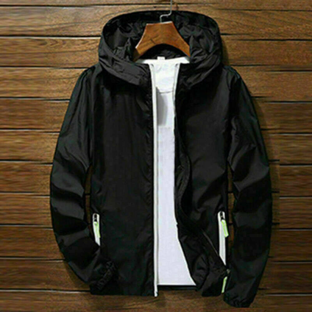 NEW Men Waterproof Rain Jacket Hooded Breathable Lightweight Windbreaker Outwear - Picture 21 of 26