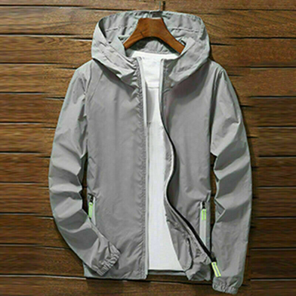 NEW Men Waterproof Rain Jacket Hooded Breathable Lightweight Windbreaker Outwear - Picture 22 of 26