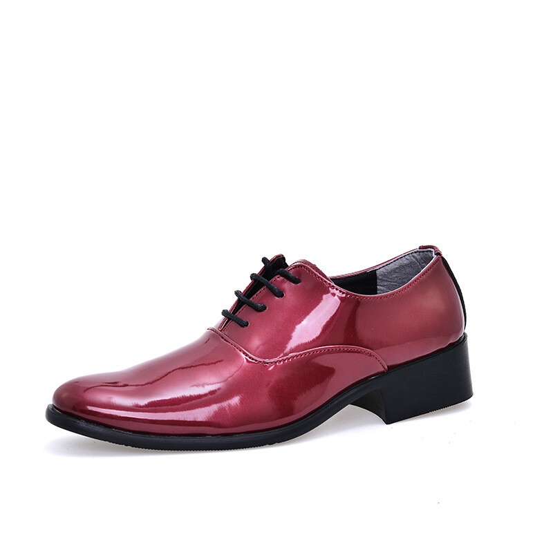 Mens Shiny Leather Lace Up Dress Formal Wedding Pointy Toe Cuban Heel Shoes Size - Picture 23 of 25
