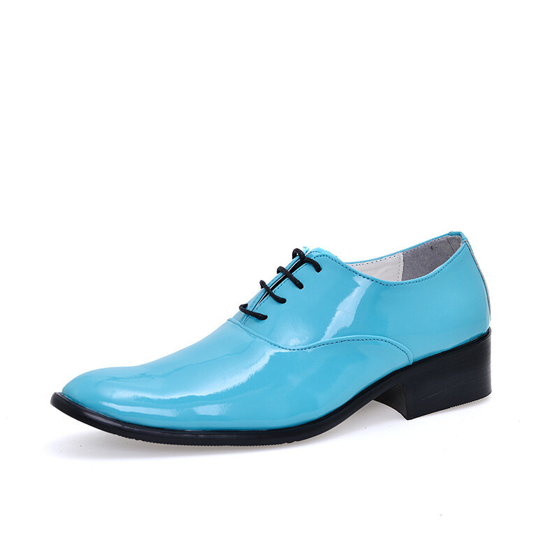 Mens Shiny Leather Lace Up Dress Formal Wedding Pointy Toe Cuban Heel Shoes Size - Picture 25 of 25