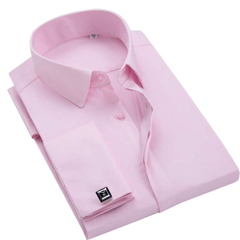 Mens Dress Shirts Long Sleeves French Cuff Non-Iron Formal Business Shirts Tops - Picture 15 of 21