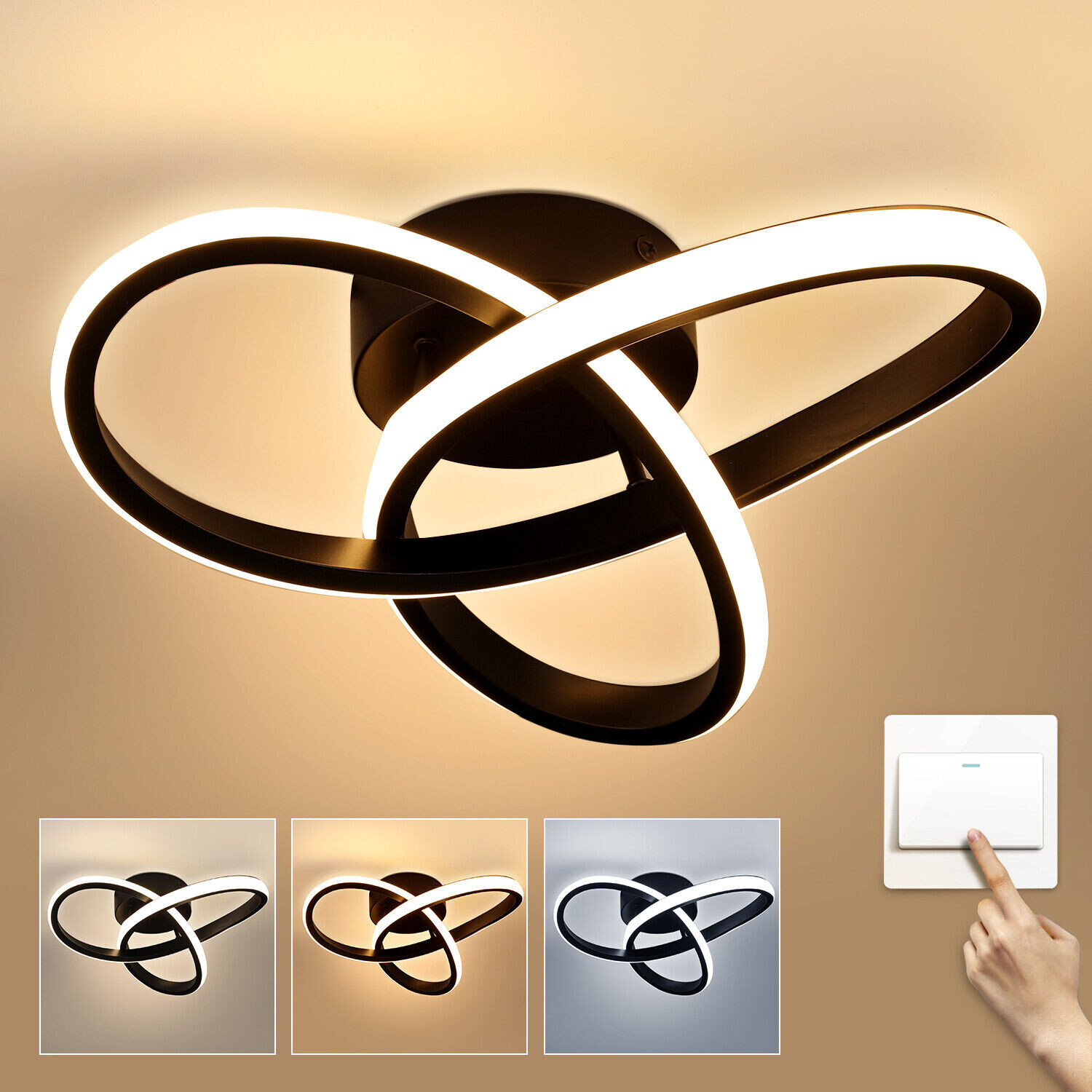 Wohn LED Decken Lampe Flur Küchen 32W Deckenleuchte Dimmbar Wohnzimmer Eingang - Bild 17 von 18