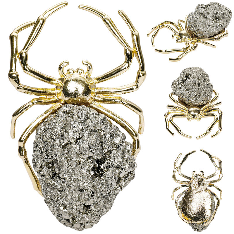 Natural Crystal Spider Carving Healing Crystal Halloween Garden Home Gift Decor！
